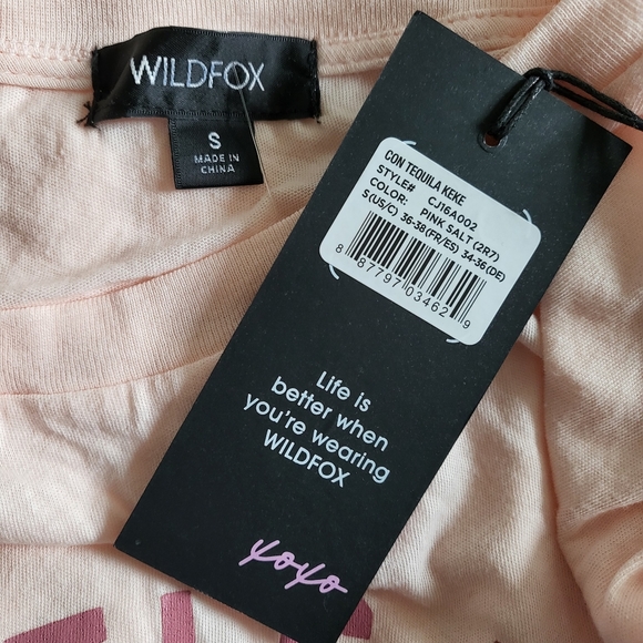 New Wildfox Con Tequila Keke Graphic Print Jersey Tee in Pink Salt NWT Small - Picture 9 of 10
